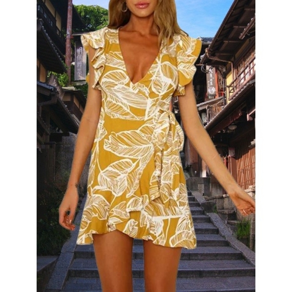 saints + secrets Dresses & Skirts - Sleeveless Mini Wrap Dress in Mustard by Saints & Secrets Sz.M